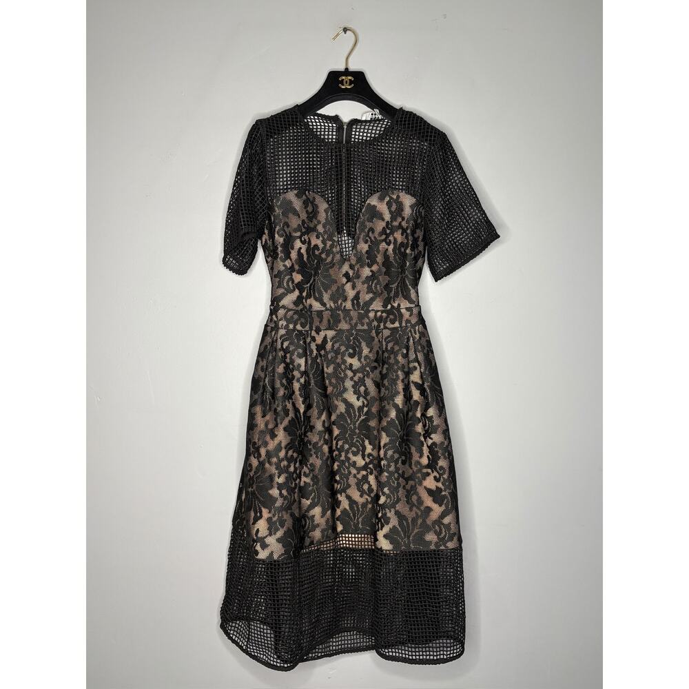 ELLIATT Black Lace Midi Cocktail Velosity Dress Size Medium M